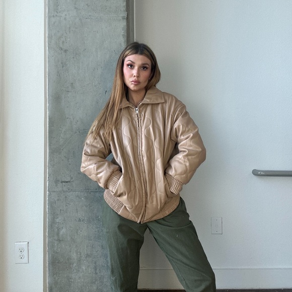 ASOS Design Quilted Vegan Leather Jacket, Size US 4 (P) - Picture 1 of 5